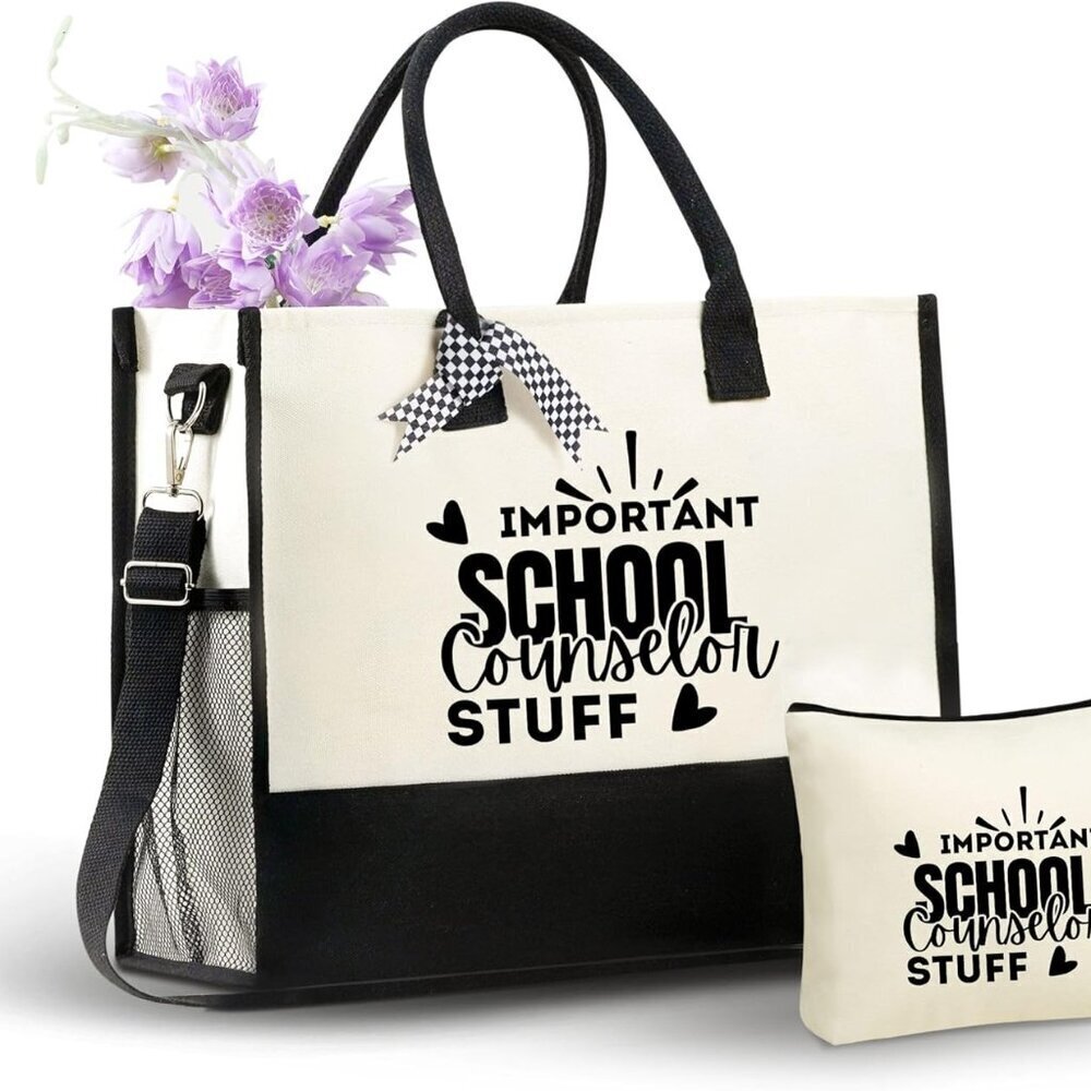 Women’s Canvas Tote Bag Multi-Use Gift with Zipper and Shoulder Strap